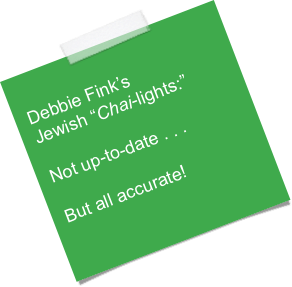 
Debbie Fink’s Jewish “Chai-lights:”

Not up-to-date . . . 

But all accurate!


